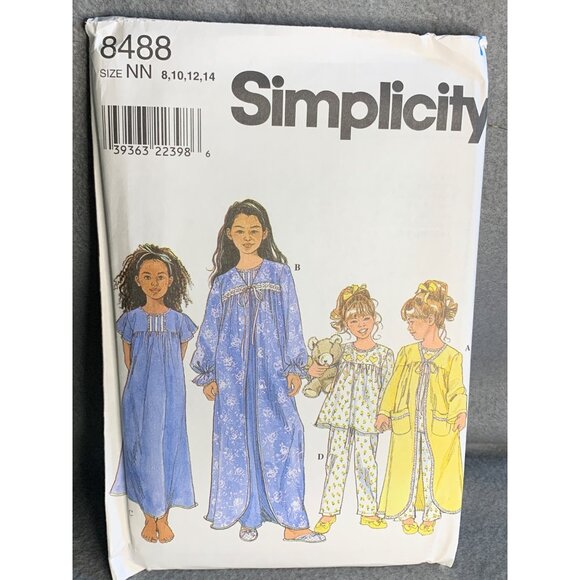 Simplicity Girls Sleepwear Sewing Pattern Size 8 10 12 14 8488 - Uncut 1990s - Picture 4 of 4